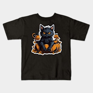 spooky Halloween cat Kids T-Shirt